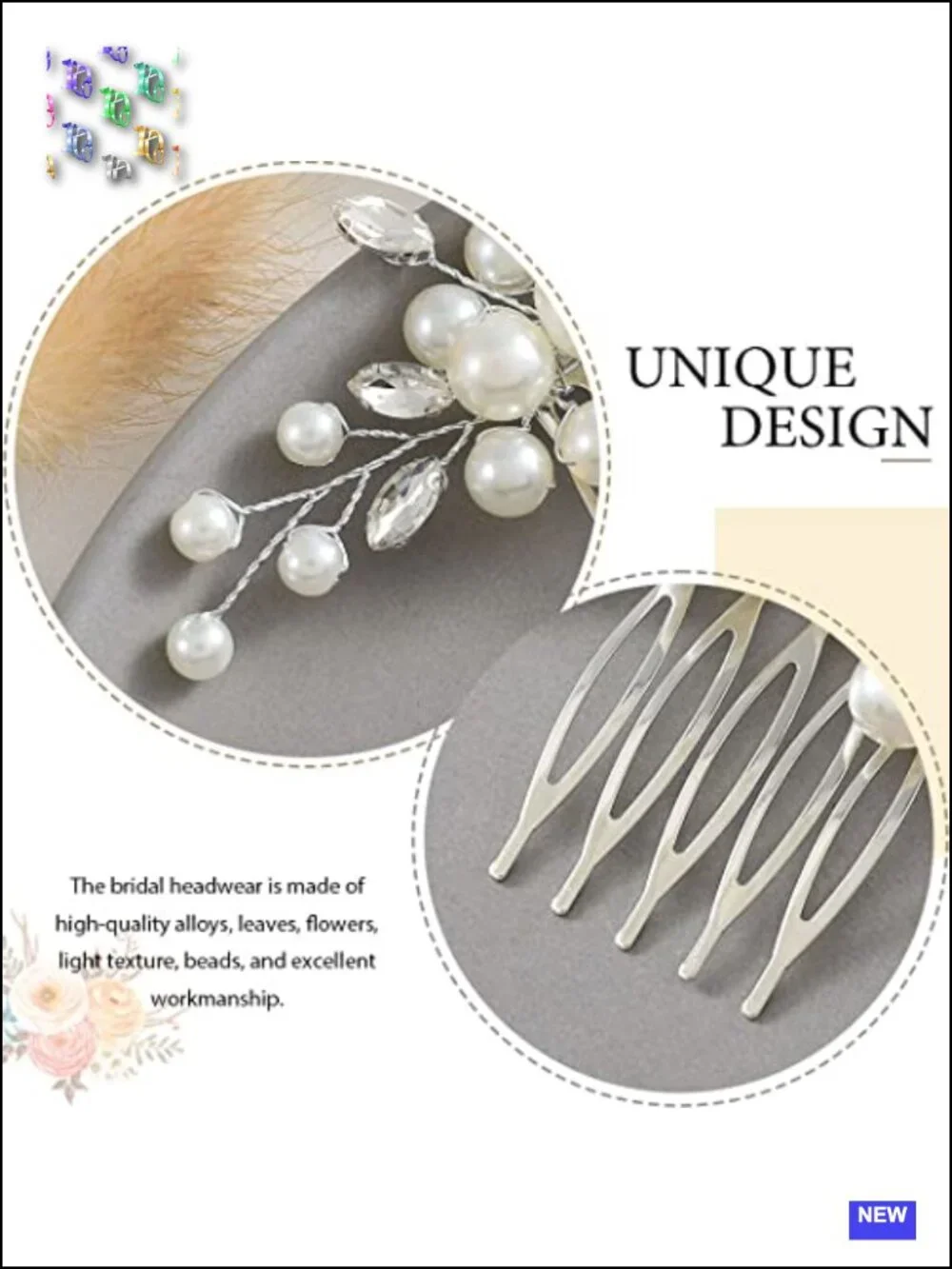 Pearl and Rhinestone Bridal Hair Side Comb for Women